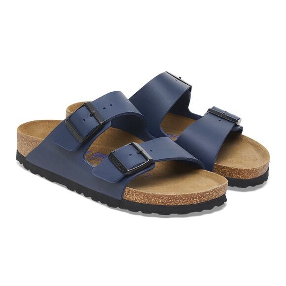 Birkenstock Shoes - Birkenstock Arizona Soft‎ Footbed Blue Birko Flor Double Strap Comfort Sandals